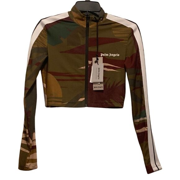 NWT RARE PALM ANGELS Jungle Long Sleeve Cropped Zip Up Track Jacket - Picture 8 of 9